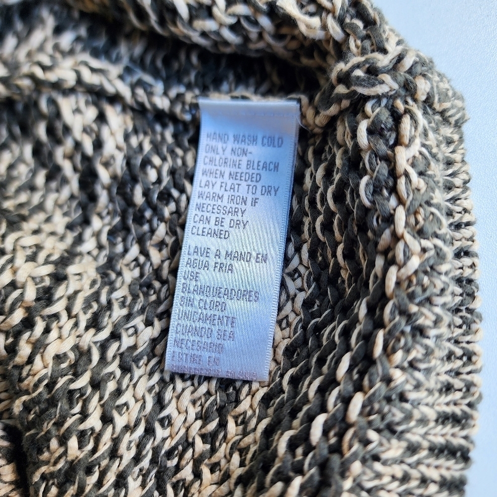 JONES NEW YORK Mercerized Cotton Olive Green Beige Sweater Chunky Cardigan Top M - Picture 14 of 14